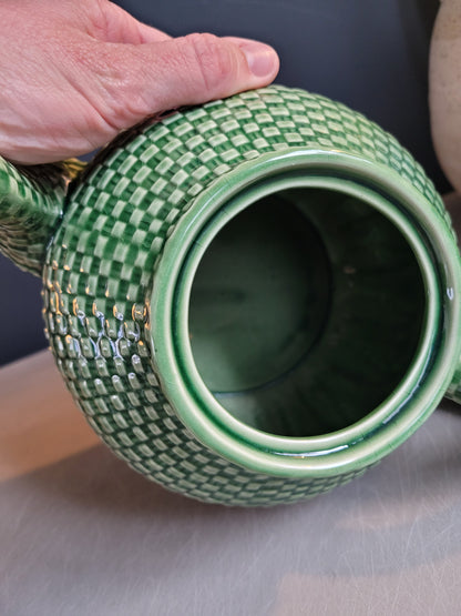 Théière en porcelaine Bordallo Pinheiro - Barbotine verte - Ref 291