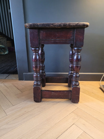 Tabouret ancien en bois pieds tournés- Ref 804