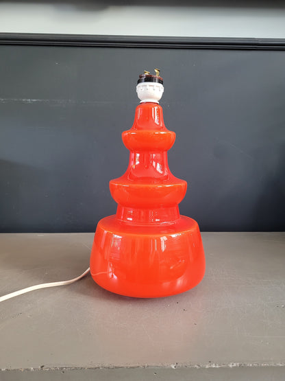 Pied de lampe en verre bicouche orange  - Ref 563