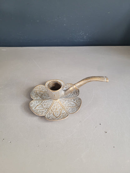 Bougeoir pipe en laiton ouvragé - Ref 958