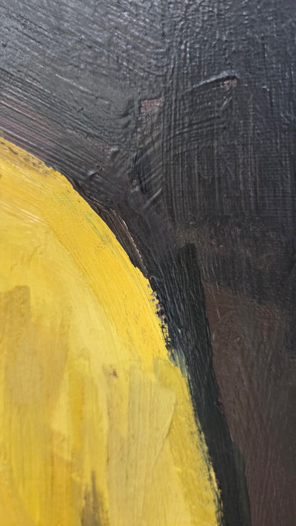Portrait d'homme au pull jaune,  huile sur toile, signé Aymar - Ref 1425