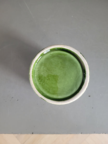 Cache-pot sur pied en céramique émaillée verte - Ref 568