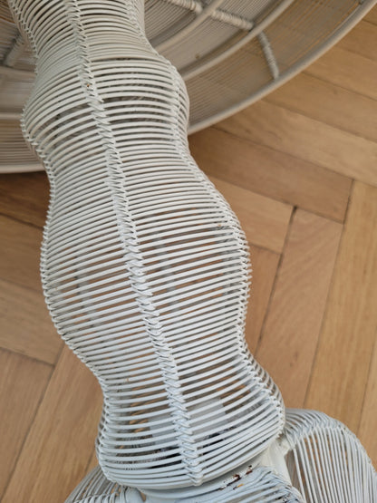 Bout de canapé en fil métallique laqué blanc - Ref 765