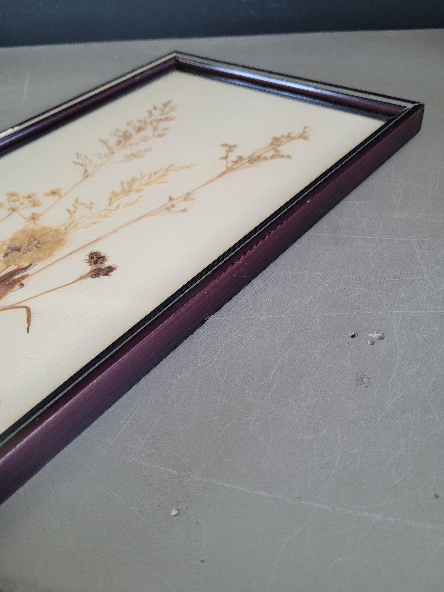 Tableau composition florale, fleurs séchées vintage - Ref 608