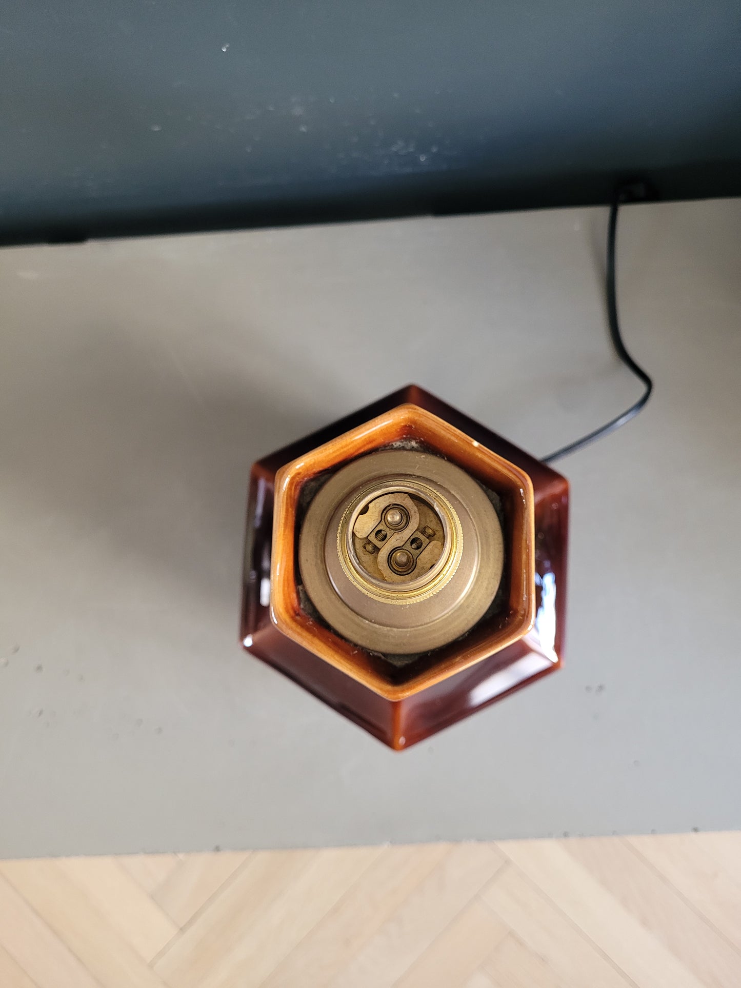 Pied de lampe vintage en céramique marron - Ref 883