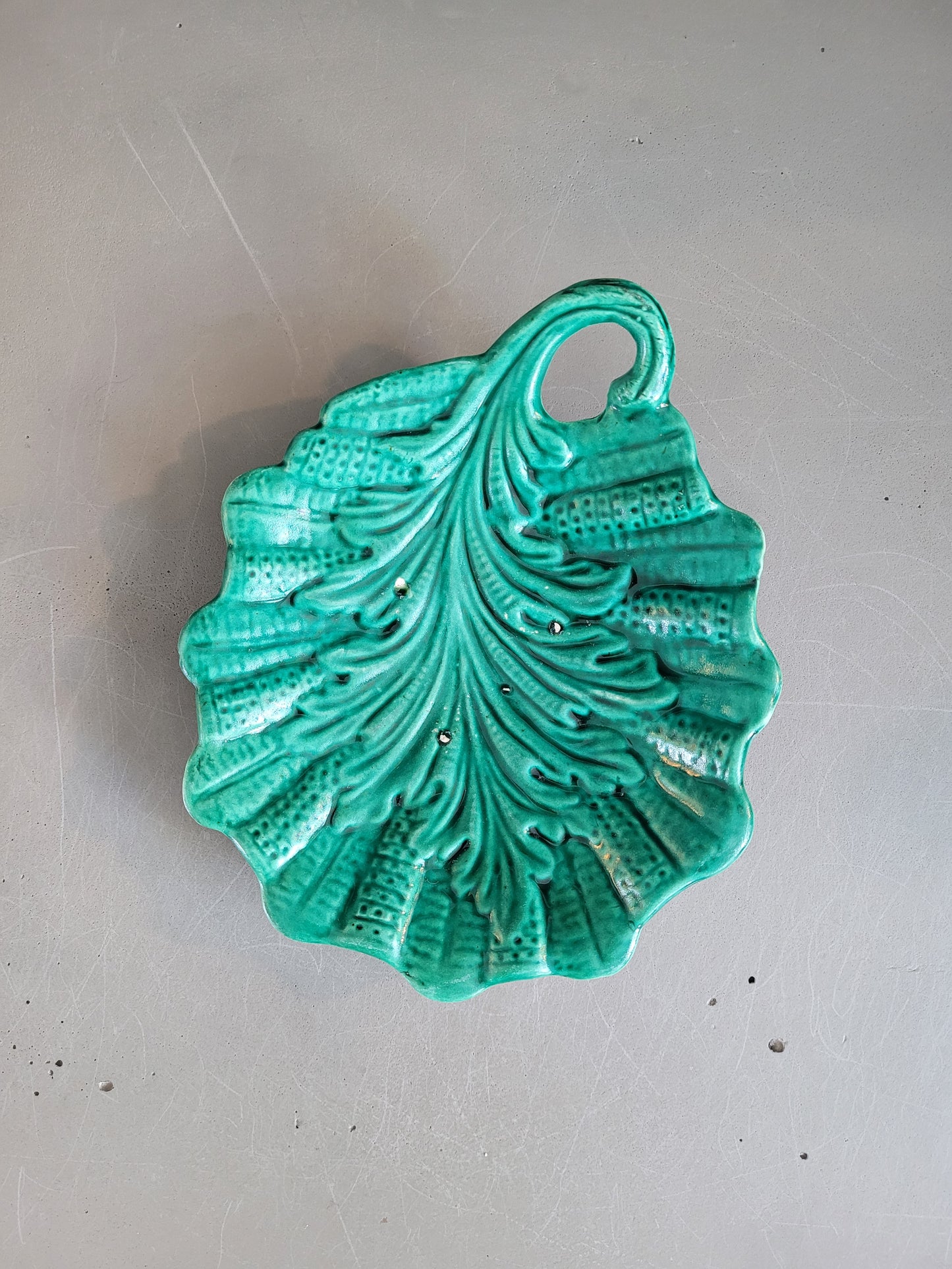 Vide-poche feuille en céramique verte - Ref 534