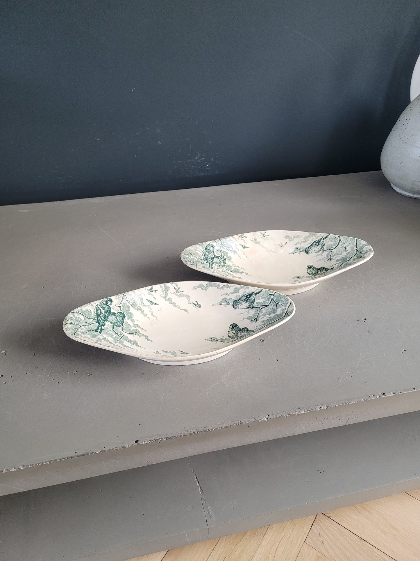 Paire de raviers terre de fer Sarreguemines modèle Neige - Ref 847