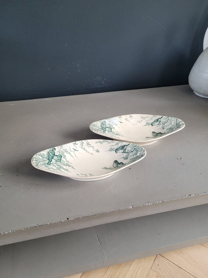 Paire de raviers terre de fer Sarreguemines modèle Neige - Ref 847