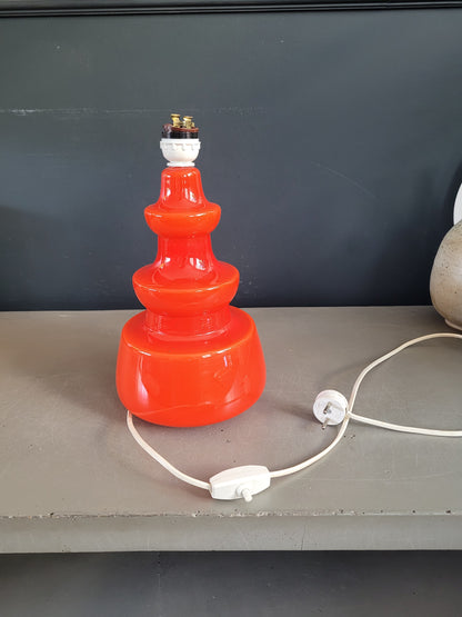 Pied de lampe en verre bicouche orange  - Ref 563