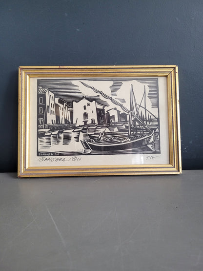 Estampe Barbara Bis, gravure, signée - Ref 1006