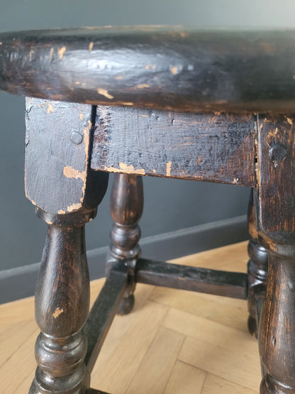 Tabouret ancien en bois pieds tournés - Ref 964
