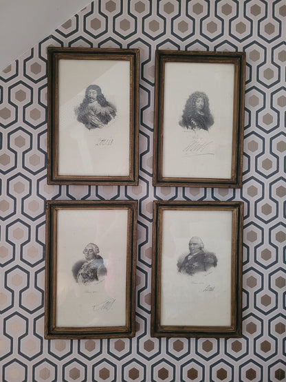 Lot de 4 portraits de Rois de France - Ref 463