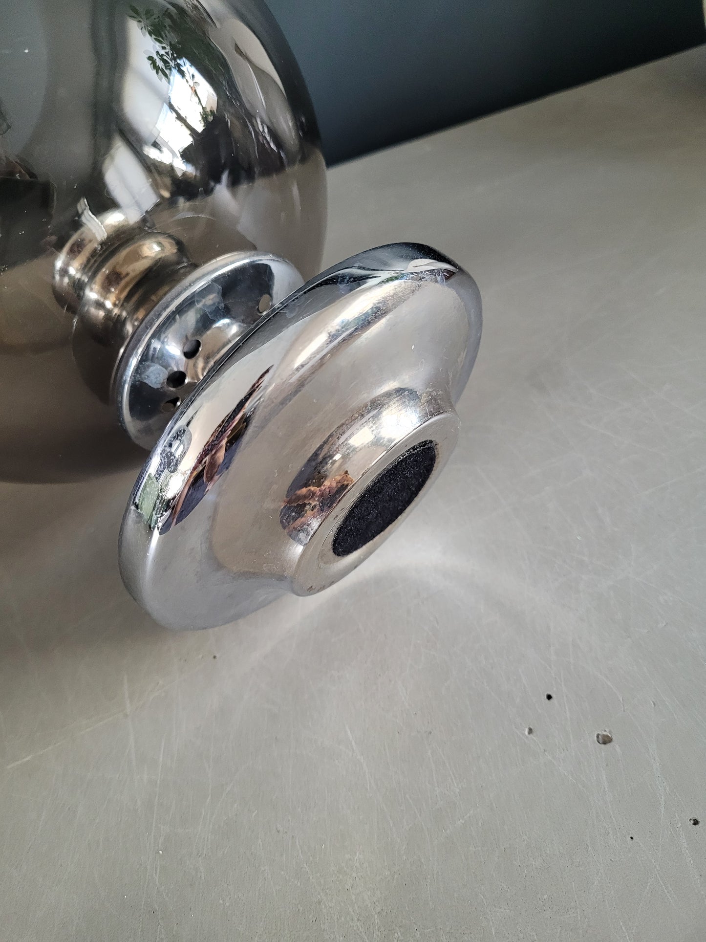 Photophore d'extérieur en verre fumé et chrome - Bougeoir - Ref 816