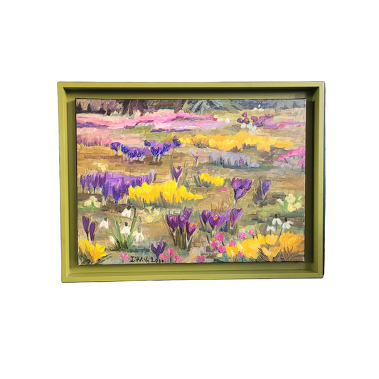 Tableau "Notre jardin" par I. Wyss-Villard, 2000 - huile sur toile cadre américain- Ref 871