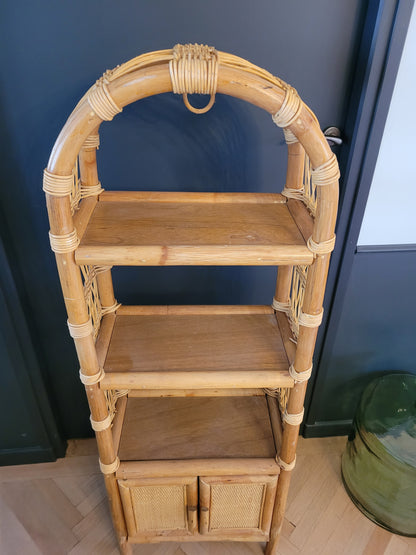 Étagère vintage en bambou et rotin - Ref 691