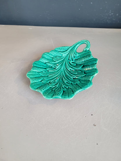 Vide-poche feuille en céramique verte - Ref 534