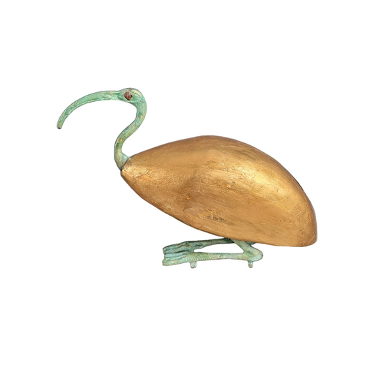 Oiseau décoratif en bois doré et métal vert de gris - Ref 766