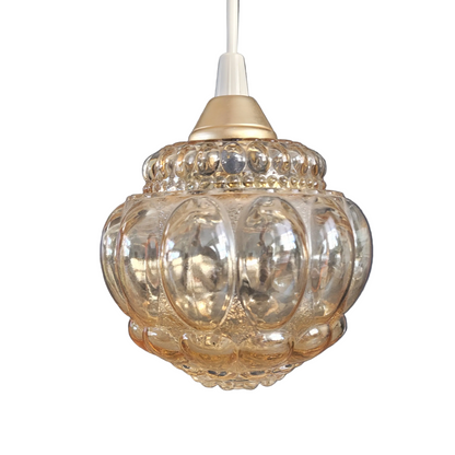 Suspension vintage en verre moulé ambré - Ref 888