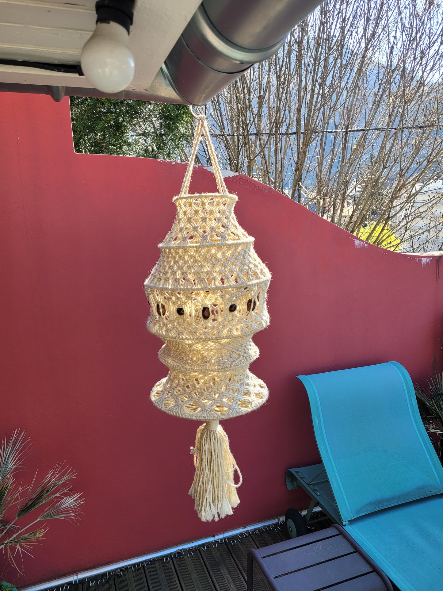 Suspension vintage en macramé - Ref 880