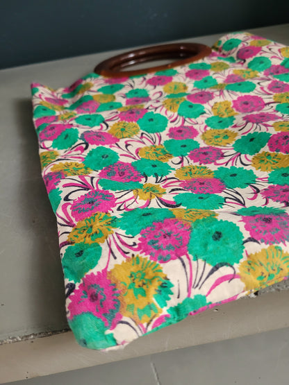 Sac à main vintage en satin et poignées acétate - 546