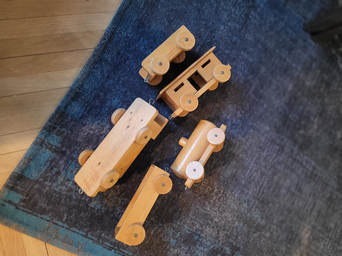 Train en bois ancien - jouet en hêtre- Ref 783