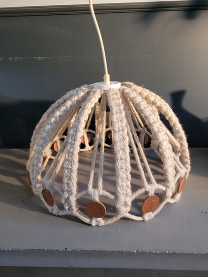 Suspension vintage en macramé et bois - Ref 736
