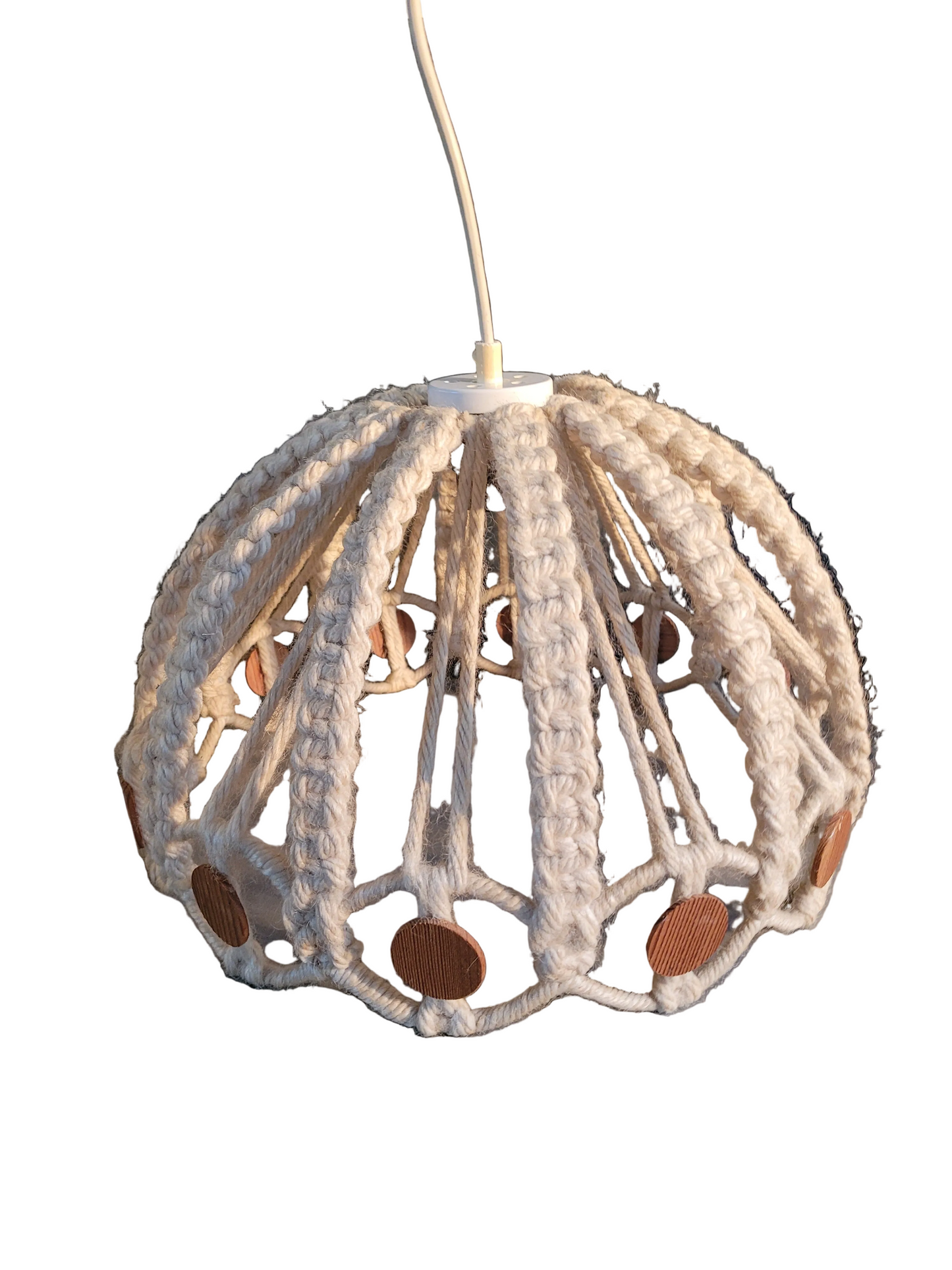 Suspension vintage en macramé et bois - Ref 736
