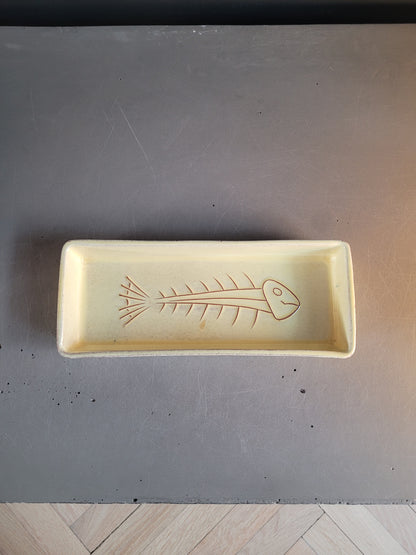 Ravier poisson en céramique jaune - Ref 786