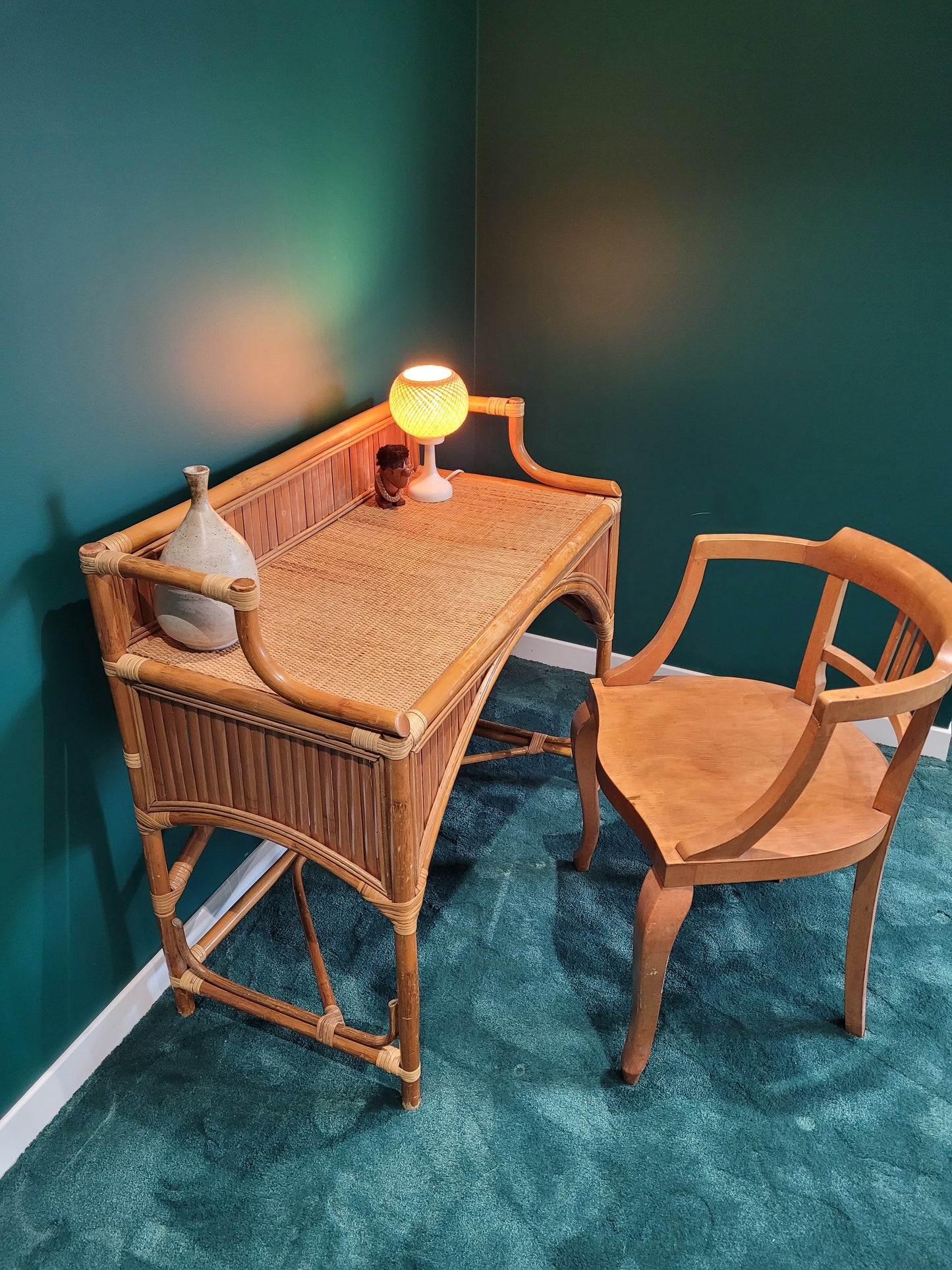 Bureau en bambou et rotin vintage- Ref 870