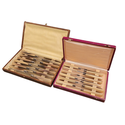 2 ménagères de 12 couteaux en corne et Inox - Ref 724