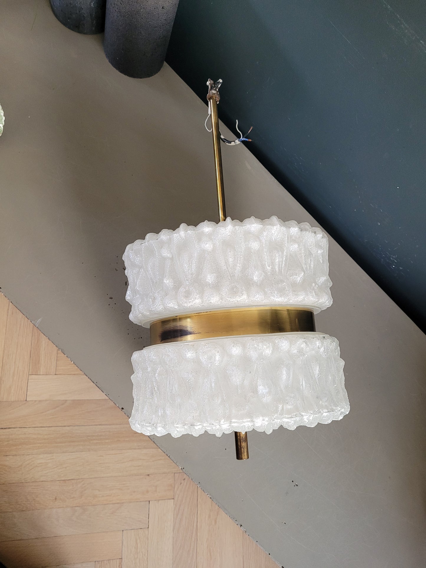 Suspension en verre moulé 50's - Ref 571