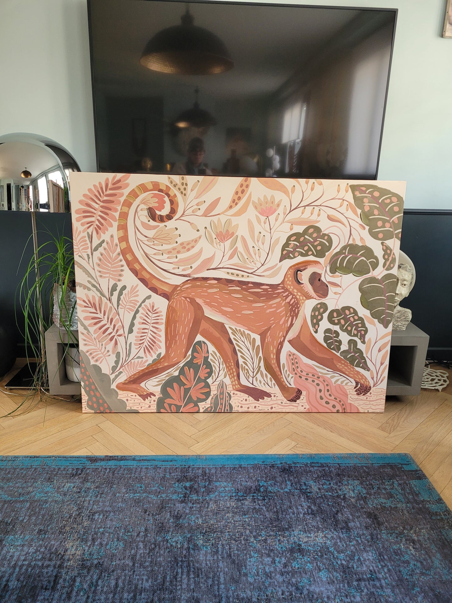 Tableau singe 120x90 - toile sur châssis - Ref 612