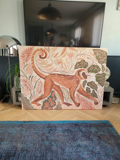 Tableau singe 120x90 - toile sur châssis - Ref 612