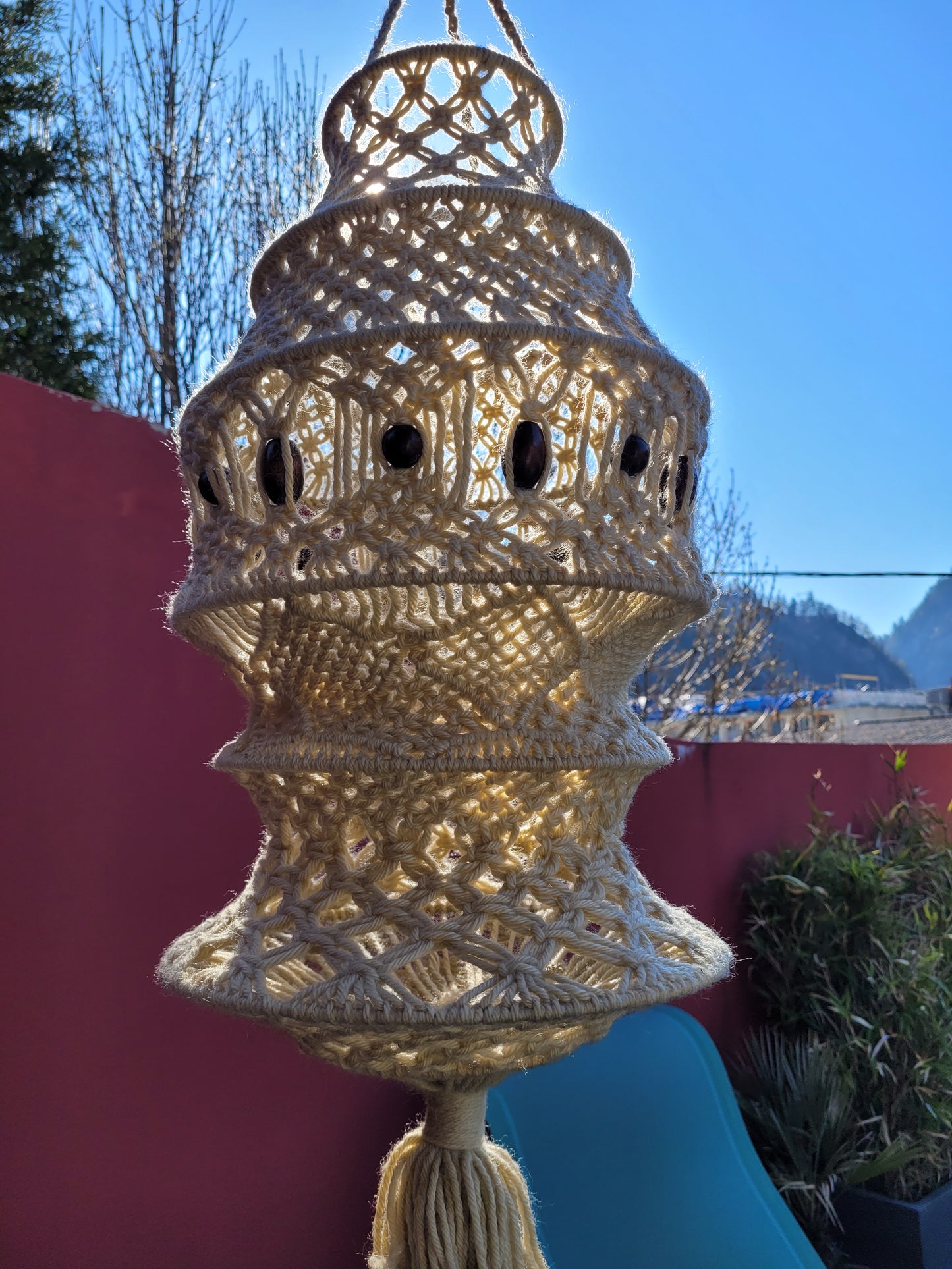 Suspension vintage en macramé - Ref 880