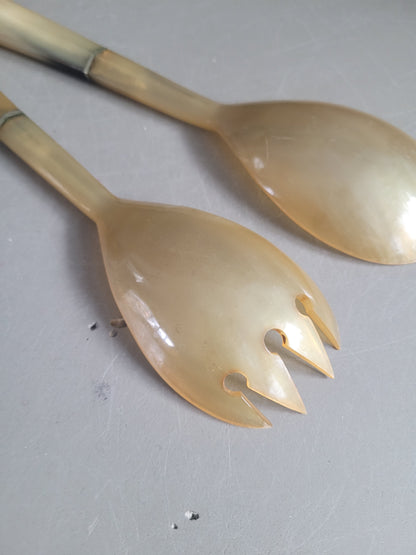 Paire de couverts à salade en corne - Ref 976