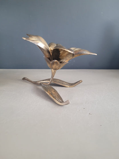 Cendrier-bougeoir fleur en laiton massif - Ref 334