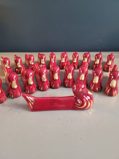 Lot de 20 porte-couteaux canards bordeaux et or - Ref 374
