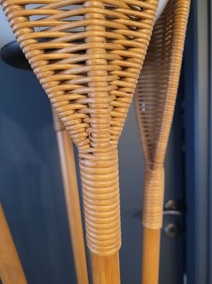 Lampadaire palmier vintage en rotin - Ref 581