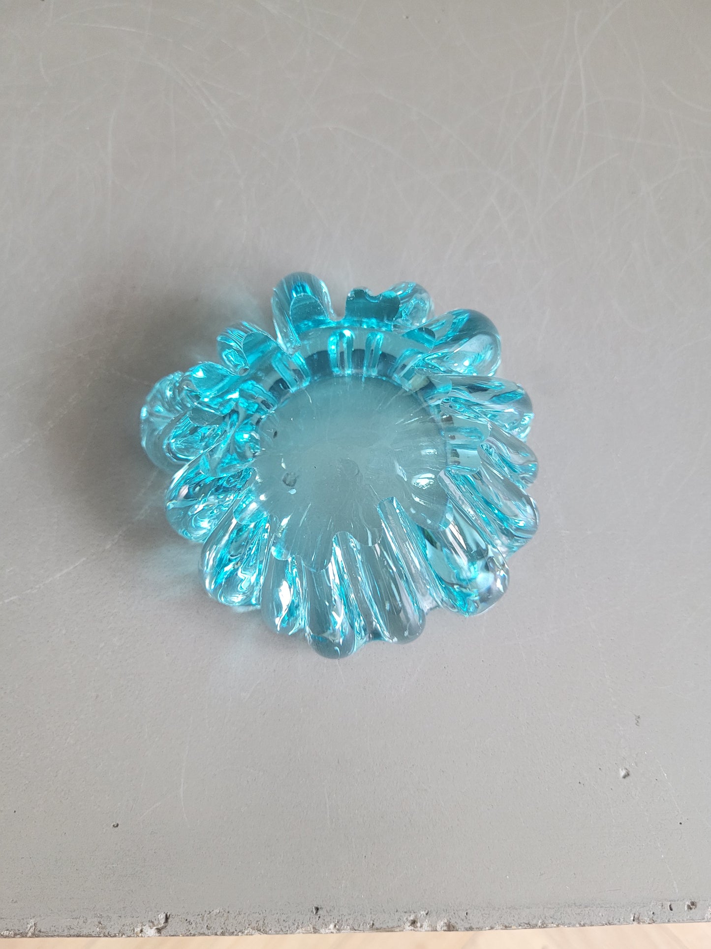 Paire de cendriers assortis en verre turquoise - 394