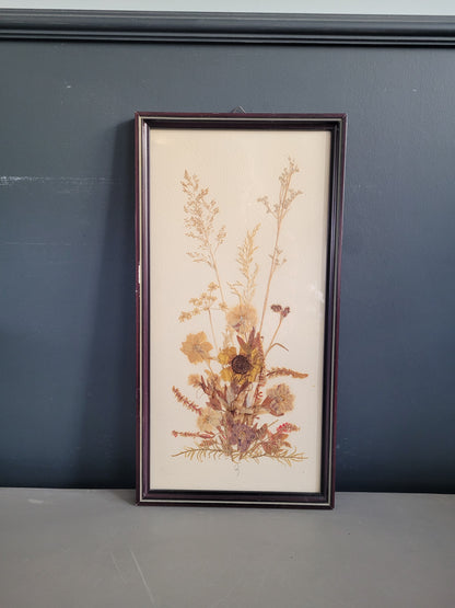 Tableau composition florale, fleurs séchées vintage - Ref 608