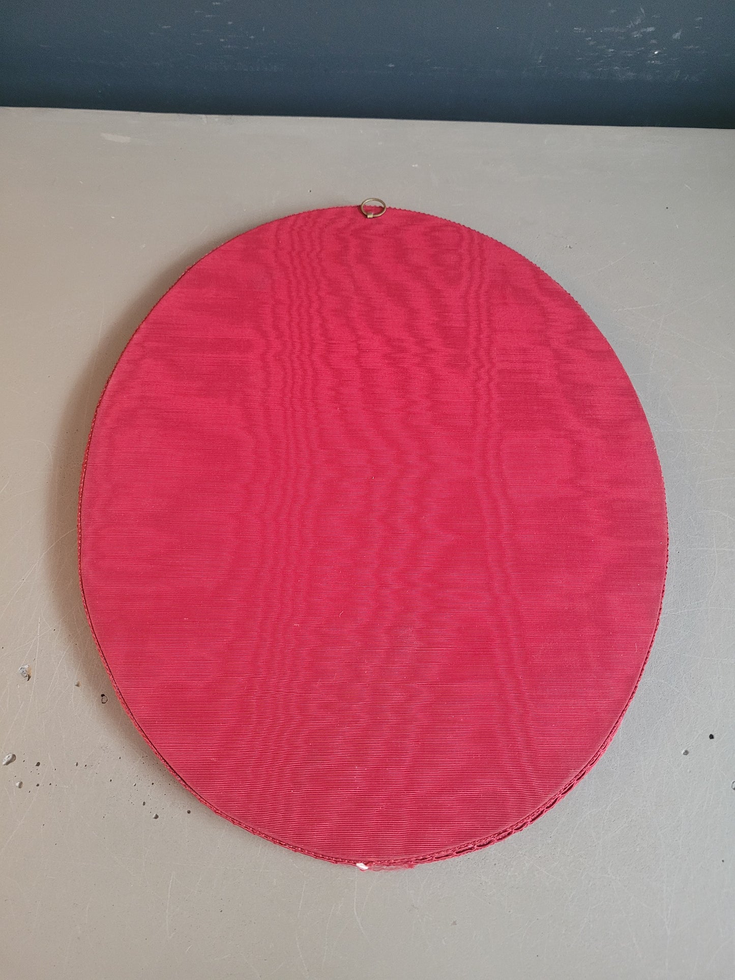 Miroir ancien en velours grenat- Ref 632