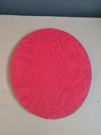 Miroir ancien en velours grenat- Ref 632