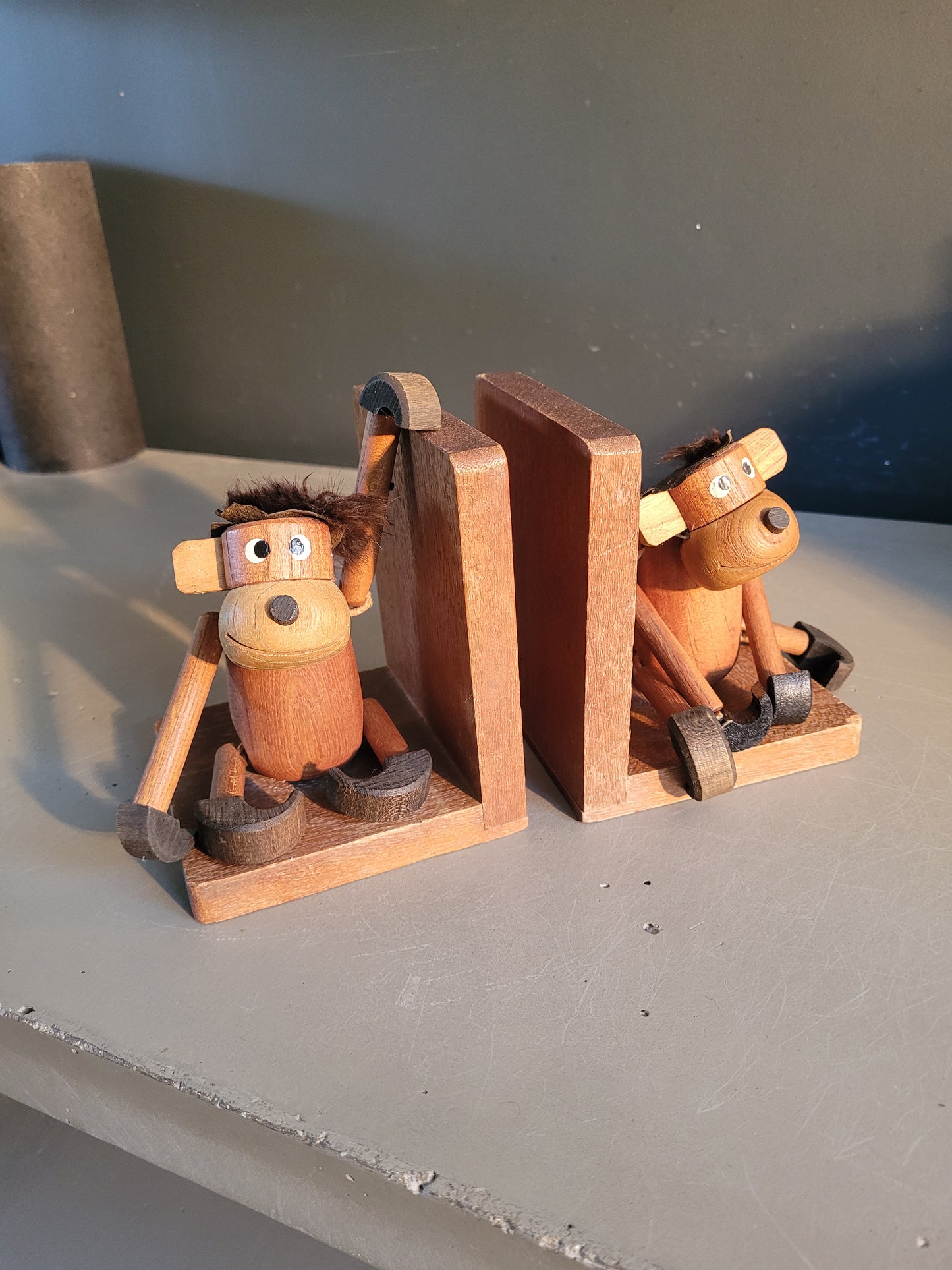Paire de serre-livres scandinaves singes vintage - Ref 732