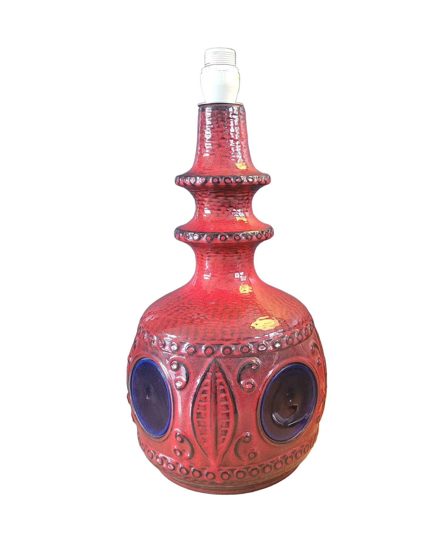 Grand pied de lampe West Germany double éclairage en céramique - Ref 833