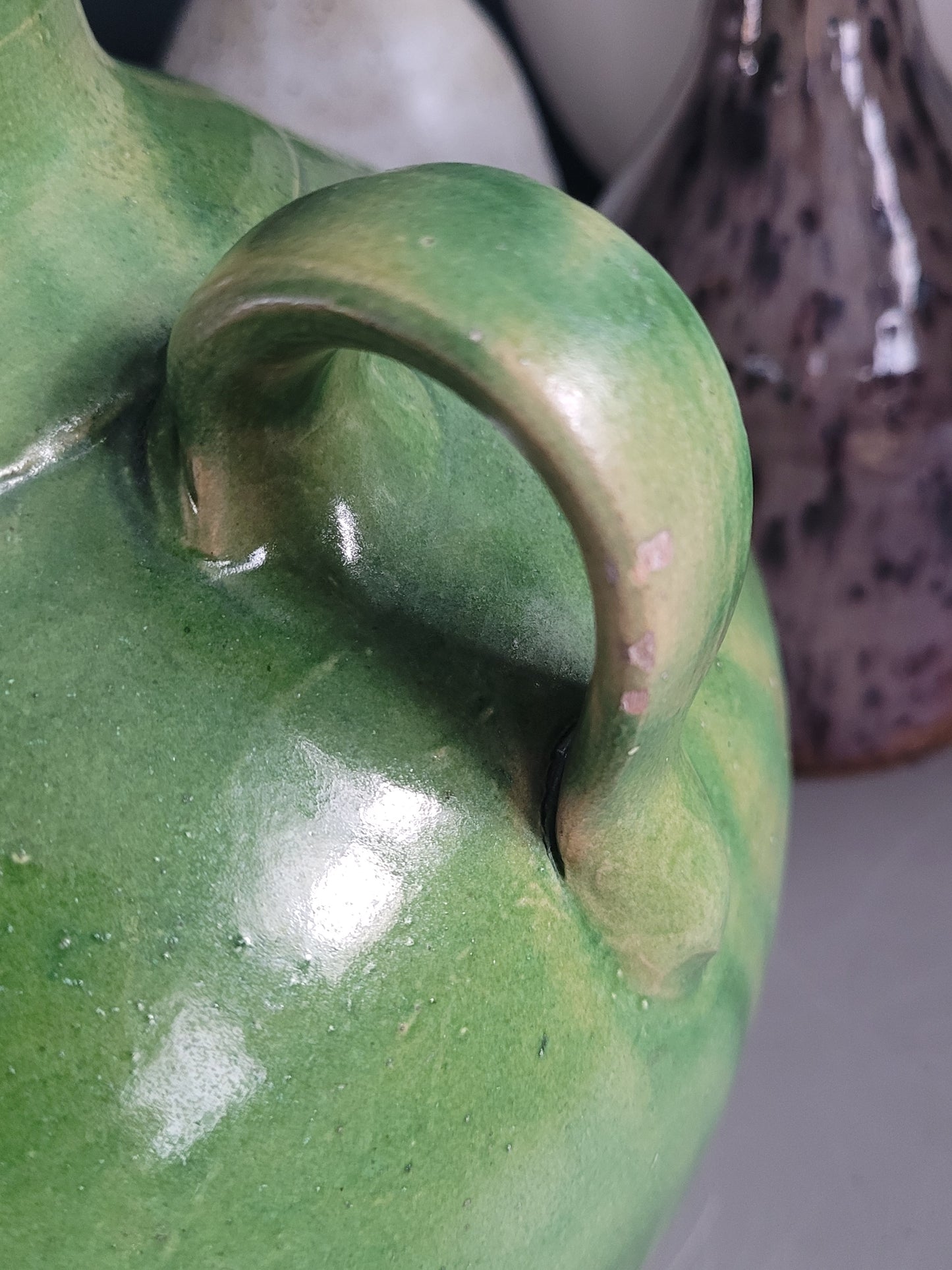 Jarre en terre cuite émaillée verte - Ref 977