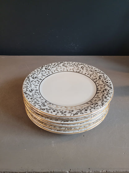 6 assiettes à dessert Mayer Wiesau en porcelaine de Bavière motif doré- Ref 682