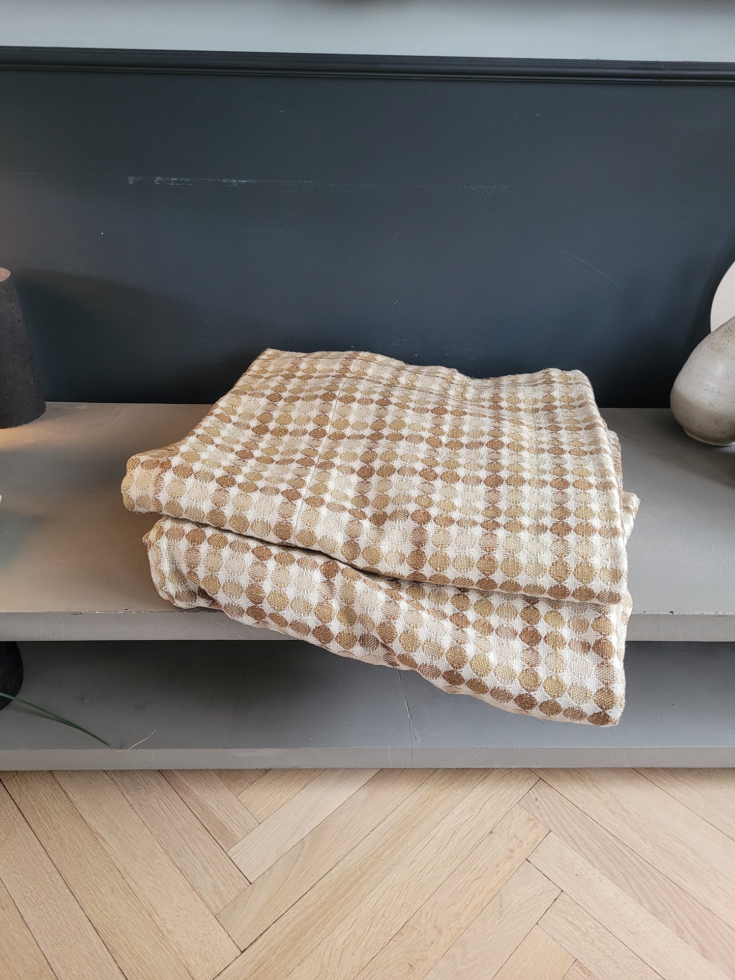 Paire de rideaux vintages en coton tissé- Ref 821