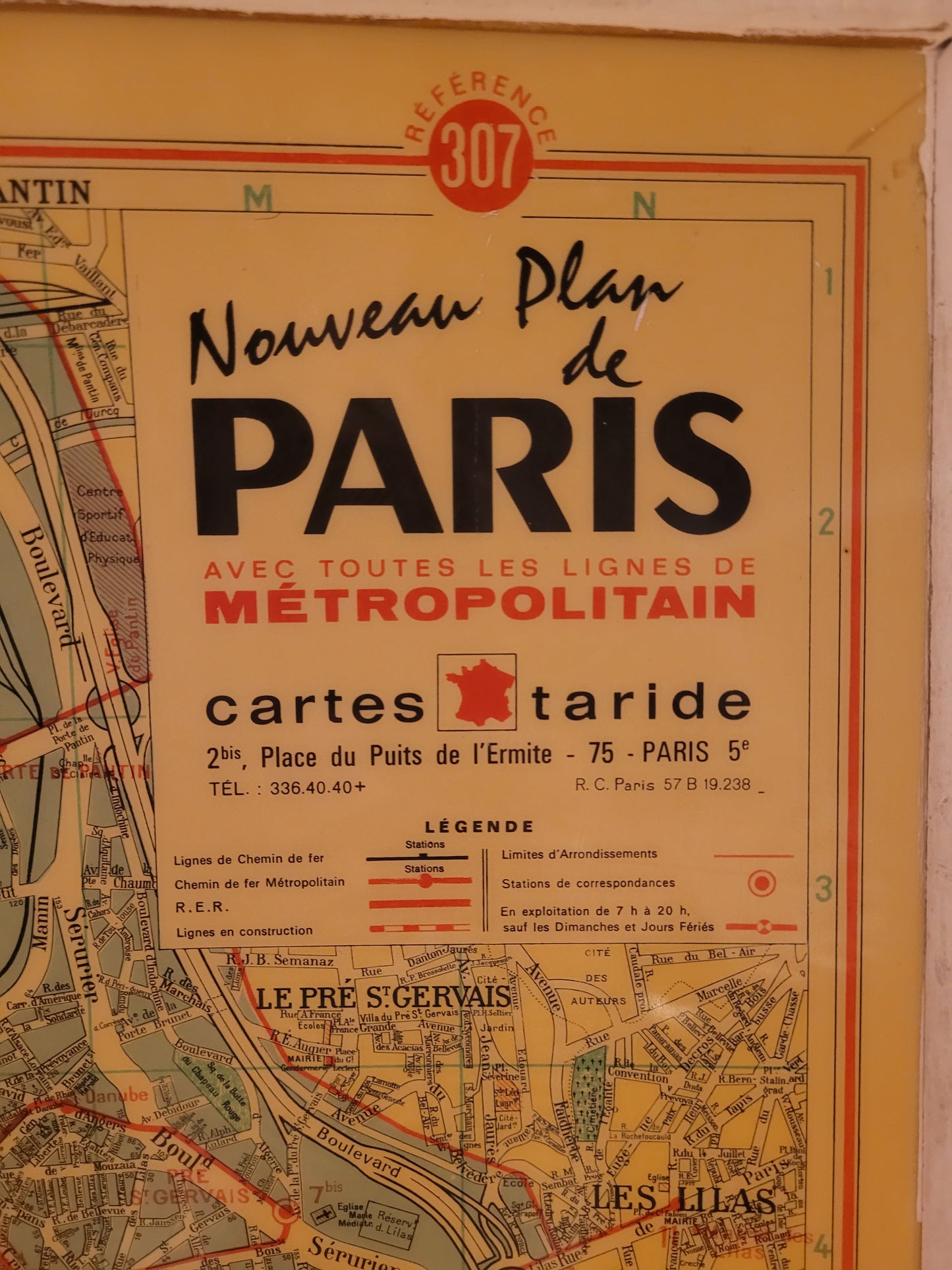 Plan de Paris mural de 1974 - Cartes Taride - Ref 626