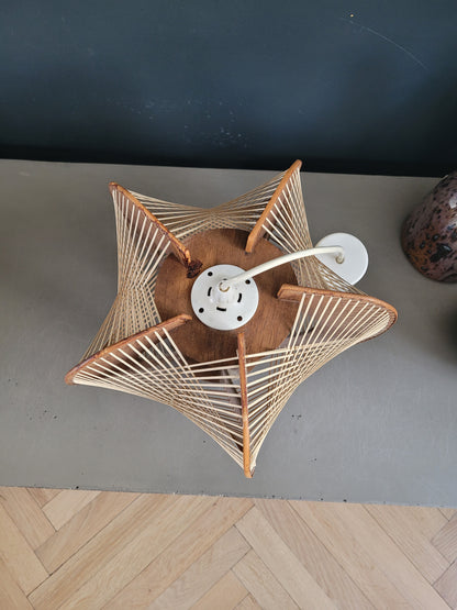 Suspension vintage en osier et bois - Ref 358