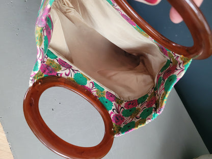 Sac à main vintage en satin et poignées acétate - 546